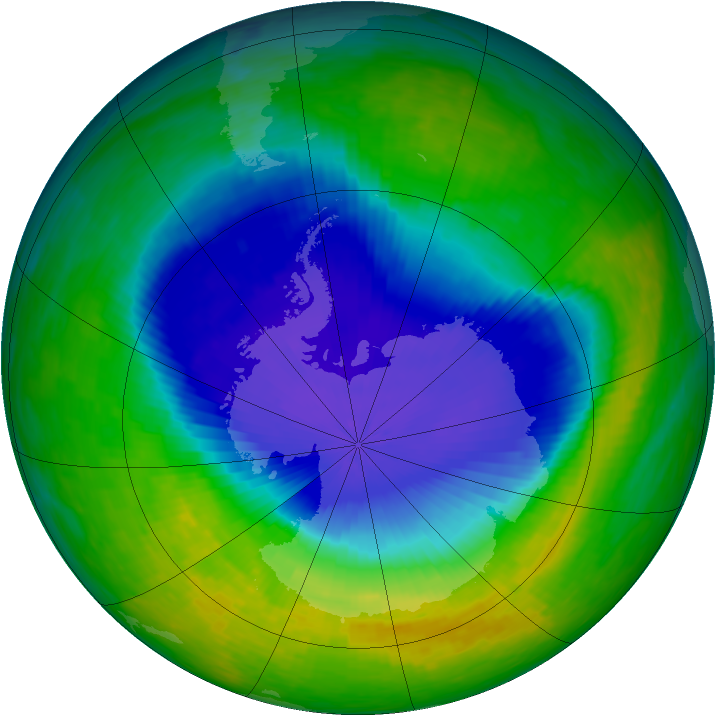Antarctic ozone map for 09 November 1993